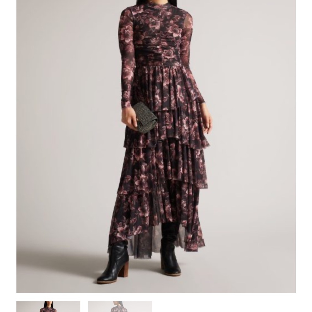 Ted Baker London Dark Floral Long Sleeve Dress